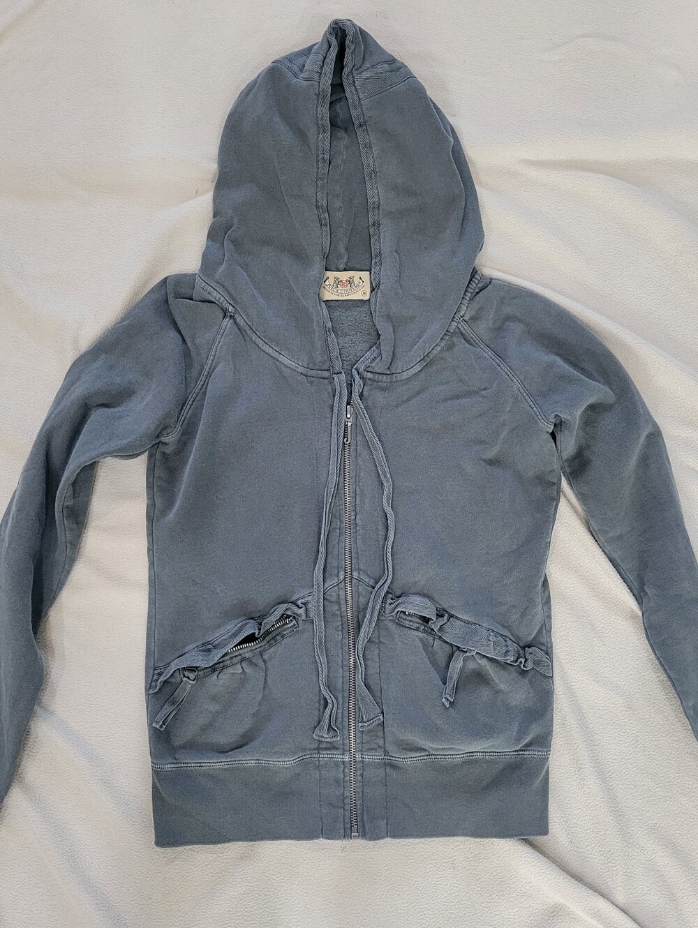 Womens Washed Gray Zip-Up Hoodie Jacket